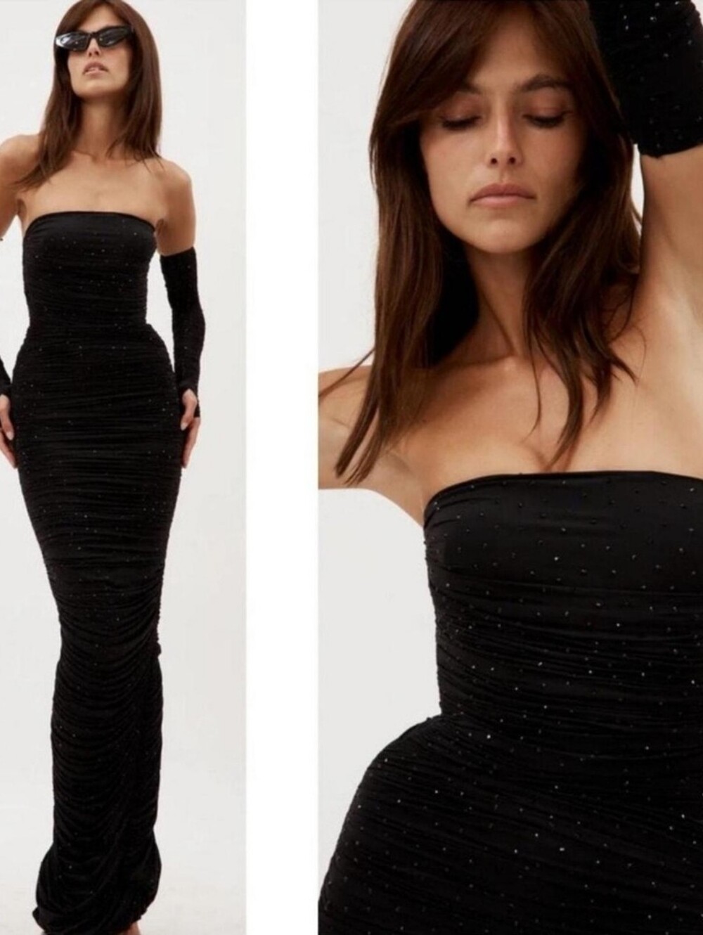 Alex Perry Hunsley Strapless Black Ruched Evening Gown Small